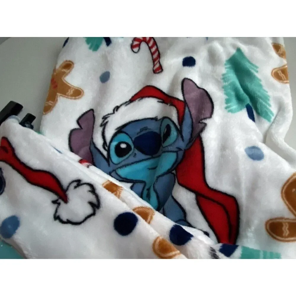 Disney Stitch Christmas Gingerbread Cookie Blanket Throw 50 X 70” Candy Cane NEW